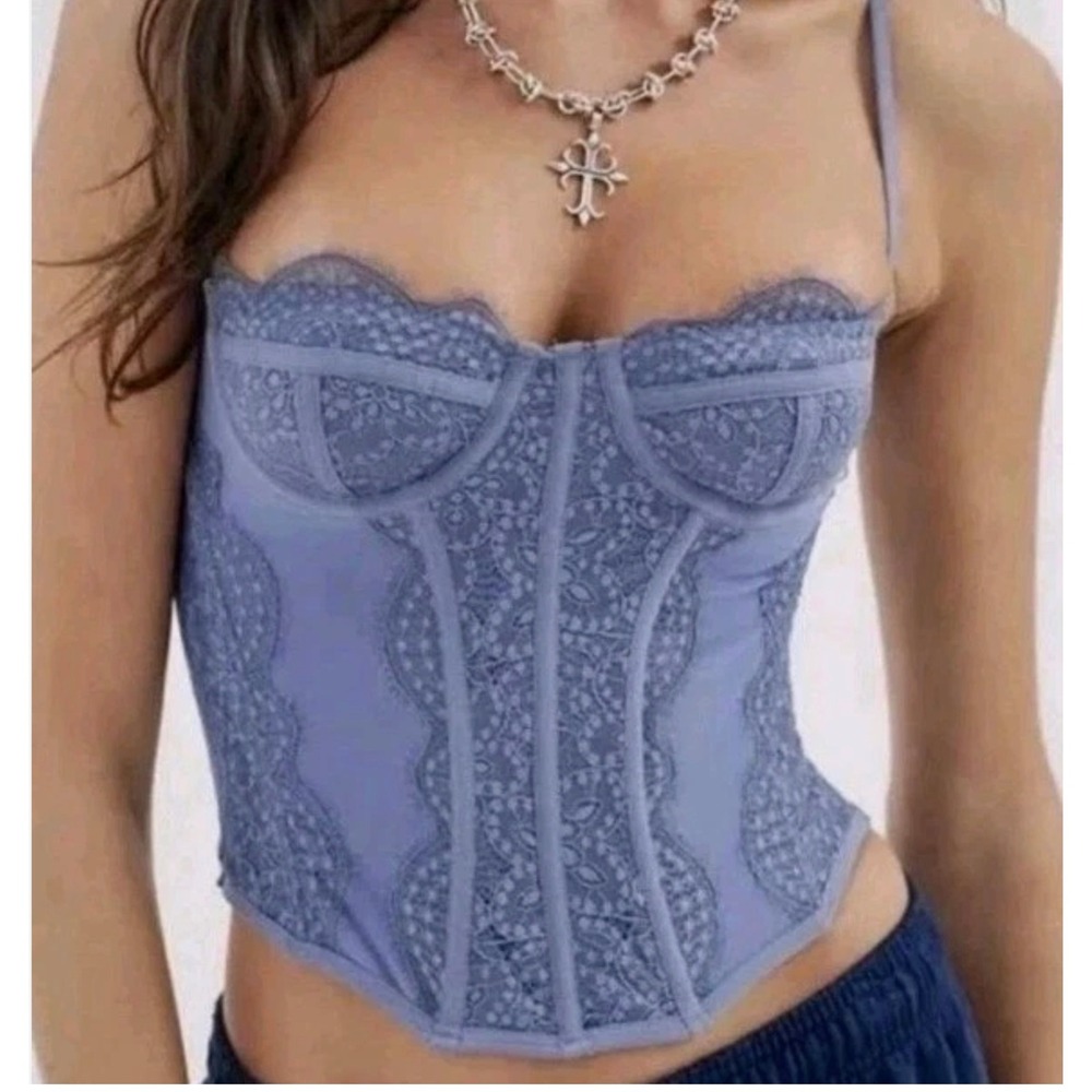 Out From Under Lace Trim‎ Bustier Corset Cami Top Size M Y2K Coquette Rave Fairy